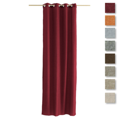 Carillo Tenda A Pannello Canapone Con Borchie - Easy, Tinta Unita N271 Bordeaux, 135x280 Cm, Per Ambiente Rustico