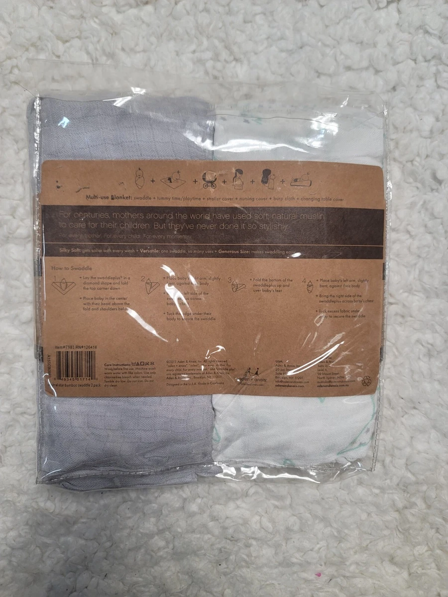 aden anais swaddle Plus Bamboo Extra Soft Gray Muslin 2 Pieces