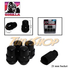 4 Lock Gorilla 21mm Socket Bulge Acorn Wheels Rim Lug Nut 12x1.25 1.25 Black N
