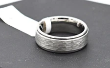 Triton 8MM Tungsten Carbide Men's Ring Hammered Center Step Edge