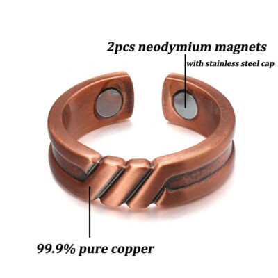 Magnetischer verstellbarer Ring aus reinem Kupfer mit 2 hochwertigen Magneten, kostenlose Lieferung innerhalb Großbritanniens