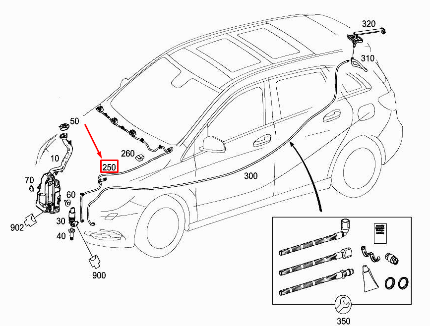 MERCEDESBENZ B W246 Windscreen Washer Nozzle Jet Hose A2468600192 NEW
