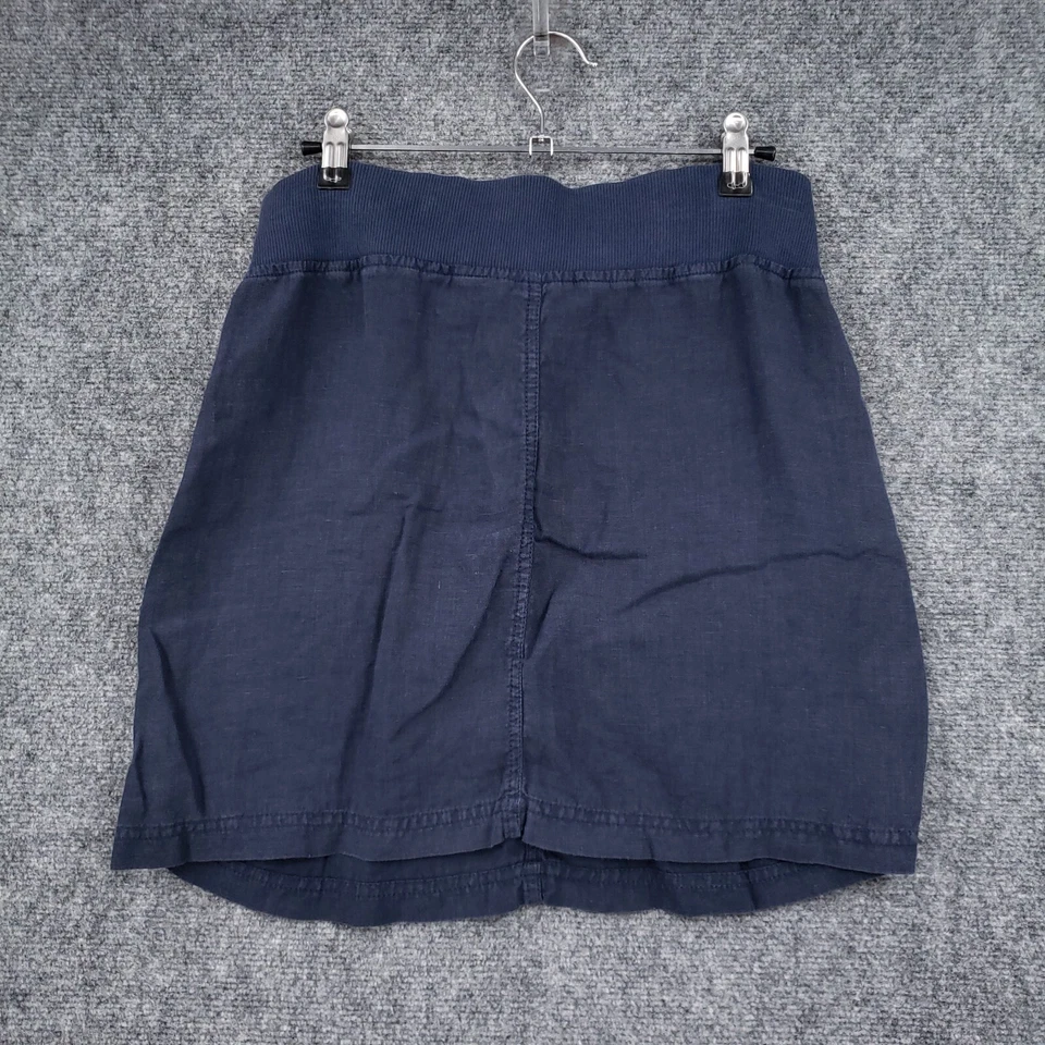 Athleta 裙子女式 2 海军蓝亚麻线弹性腰迷你 A 字拉 — 第 2/4 张图片