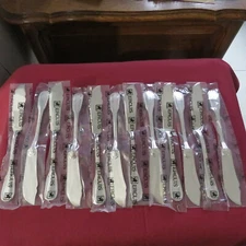 Ercuis: 12 Fish Knives in Silver-Plated Metal, Beads Model, Under Blister