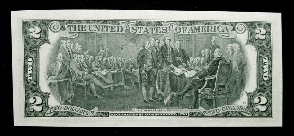 $2 Series 1976. Near solid 4's fancy repeater serial number 44444644. UNC - Image 2 of 2