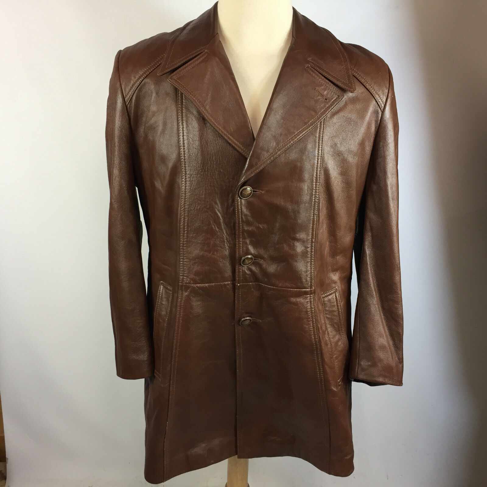 Vintage Hollywood Gangster Grais Leather Mod 60s 70s Retro Zip 