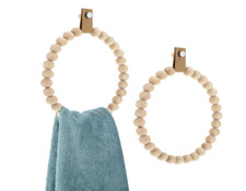 2 Pieces Boho Towel Rack Rustic Handmade Wood Ring Wooden Hand Stand Wall Mounte