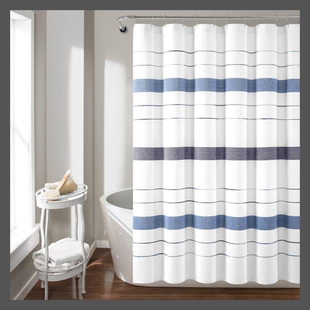 Хлопчатобумажная занавеска для душа Lush Decor Ombre Color Block из хлопка 72x72 темно-синий 3790₽