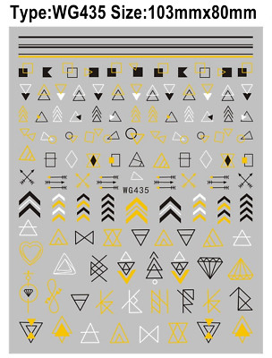 Nail Sticker Abstract Geometric Figure Totem Stripes Lines Nail Decal 3 Colors