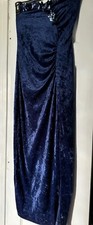 VTG Gunne Sax Jessica McClintock Royal Blue Velvet Sequins Long Dress 80s Sz 3/4