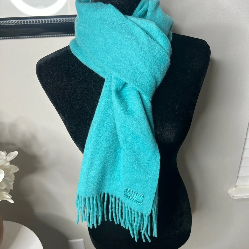 Coach 100% cachemir bufanda envolvente turquesa Foto 3 de 4