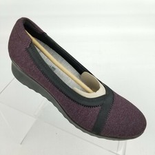 Clarks Cloudsteppers Caddell Dash Womens Low Wedge Loafers Aubergine Purple Sz 8