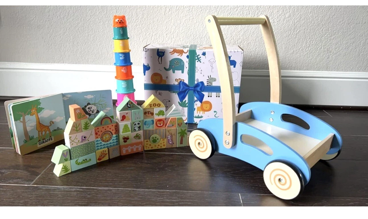 Wooden Baby Walker - 1 Year Old Boy Girl Gifts - Includes Stacking Sorting Cu...
Opens in a new wind