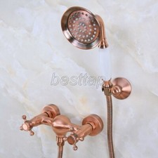 Antique Red Copper Wall Mounted Shower Faucet Set With Hand Held Sprayer sna297
