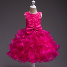Flower Kids Girls Tutu Dress Christmas Party Girls Princess Gown Formal Prom
