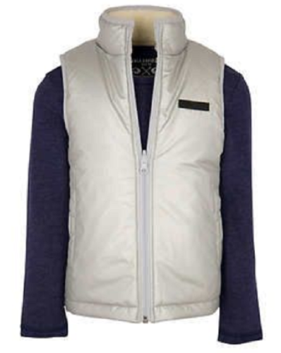 Buffalo Kids' Reversible Vest and Shirt Set, Metallic Silver/Peach Navy M 10/12