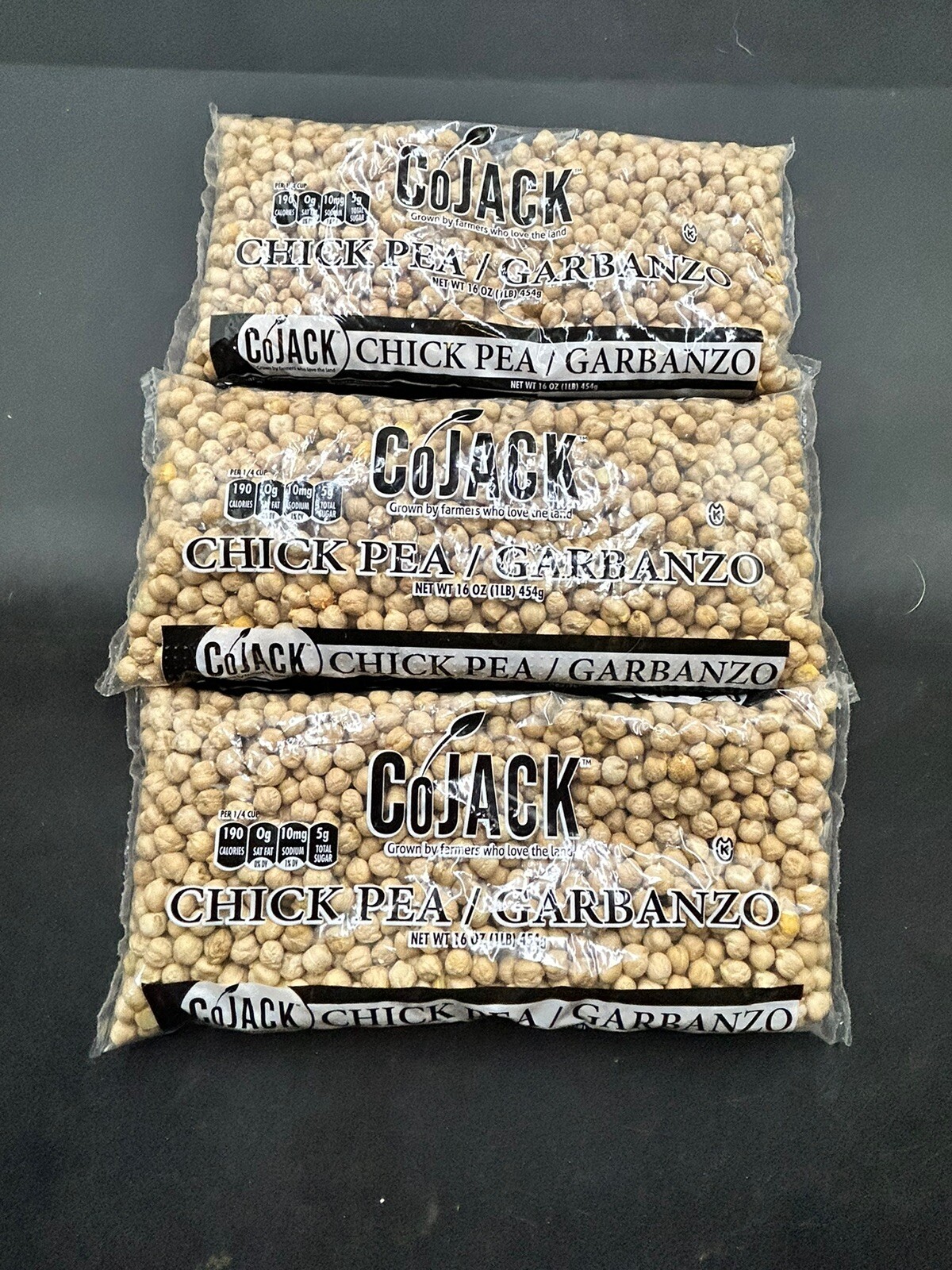 NEW Lot of 3 Bags 16 Oz CoJak Chickpeas Garbanzo Beans 9/2025