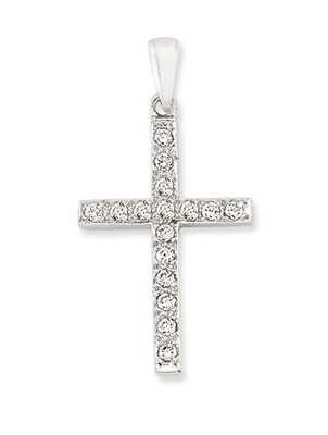 STERLING SILVER CROSS CRUCIFIX SQUARE CZ CUBIC ZIRCONIA PENDANT ...