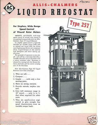 Equipment Brochure - Allis-Chalmers 257 Liquid Rheostat Electrical 1948 ...