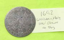 1692 Silver HALF CROWN Coin King William & Mary (1688-94) (14.54grams) ESC517