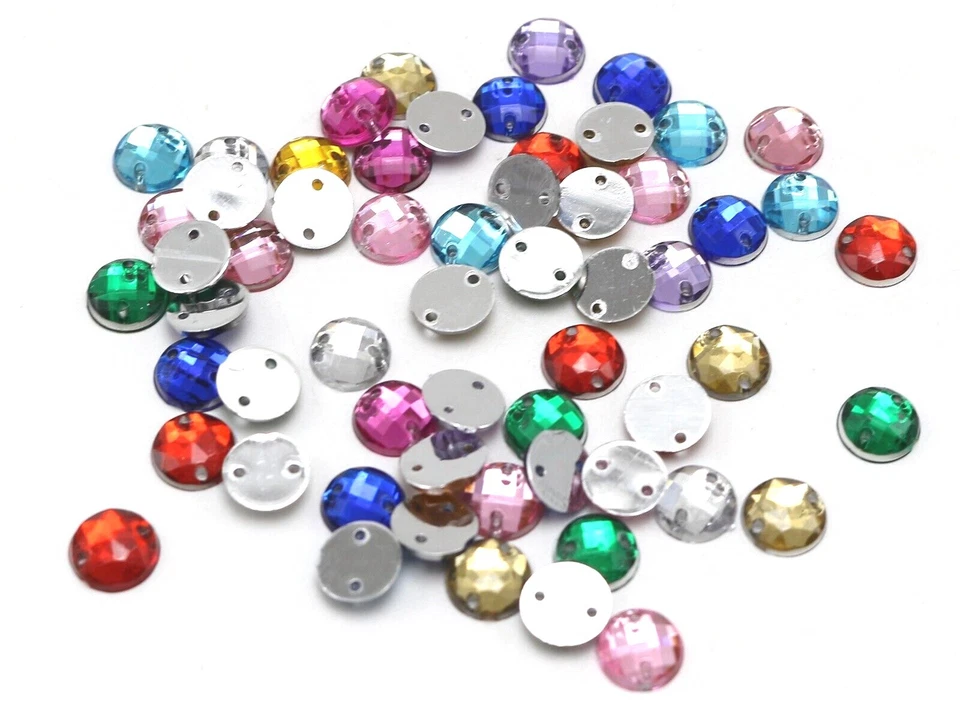 250 Плоская поверхность акриловые стразы круглый кнопка 8 мм шить на бисер цвет для выбора - Изображение 2 из 4