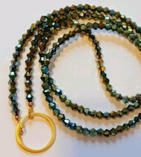 LOOP Eyeglass Necklace Chain 27" MONEY GREEN Beaded Reading Glasses Holder