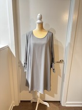 Women’s Gray 3/4 Sleeves Knee-length Swing Dress 3XL