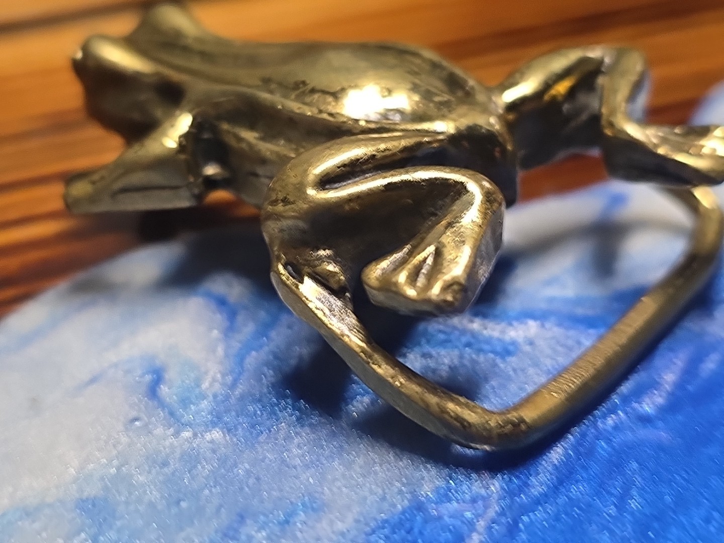 Solid Brass Frog Belt Buckle Marked - image 3