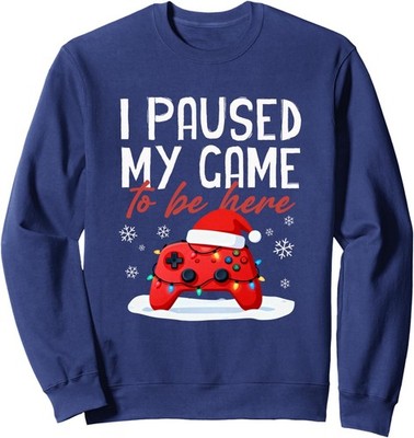 I Paused My Game to Be Here Game Controller Santa Unisex Crewneck Sweatshirt