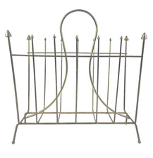 Vintage Mid Century Modern MCM Atomic Gold Wire Metal Magazine LP Rack