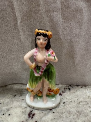 Vintage Hawaii 4'' Ceramic Hula Girl Figurine - Figure Lei Luau Occupied Japan