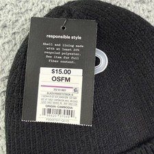 Art Class Hat Beanie One Size Girls Black Knit Cuffed Fleece Lined Bow Winter