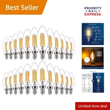 Energy-Efficient 24 Pack E12 Dimmable LED Bulbs, 450 Lumens - Soft White Light