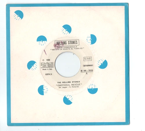 7" THE ROLLING STONES 45 rpm EMOTIONAL RESCUE Emi ITA Jukebox 1980 VG listen