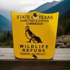 Vintage Texas Game Fish Porcelain Sign Wildlife Refuge Federal Project 6"X 6" US