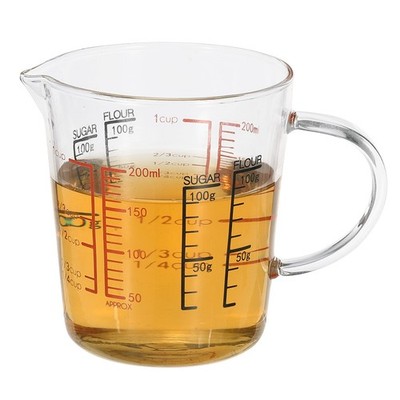 200ml Scaled Glass Measuring Cup with Handle and V-shaped Spout, Clear