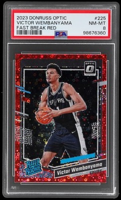 2023-24 Donruss Optic Victor Wembanyama #225 PSA 8 RC Red Fast Break 61/75 NM-MT