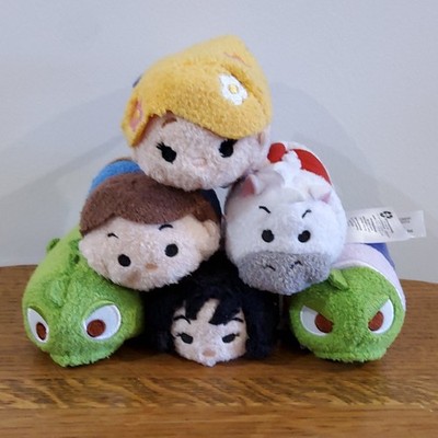 Set of 6 Disney Store Tsum Tsum Tangled - inc Rapunzel, Flynn Rider, Pascal VGC