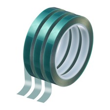 3Rolls High Temperature Masking Tape 15/32"x216ft PET Adhesive Tapes Green