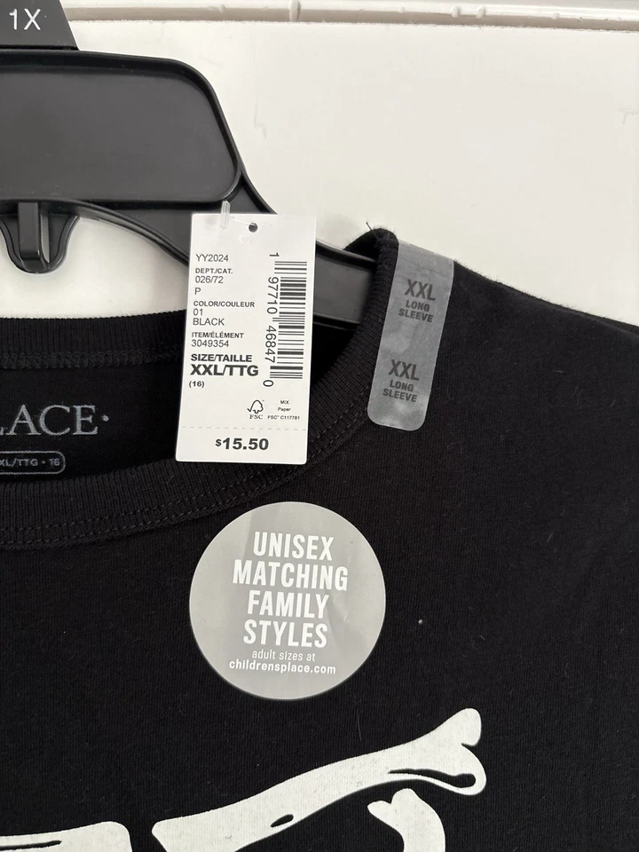 Camisa de manga larga para niños Halloween lugar que brilla en la oscuridad XXL 18 NUEVA CON ETIQUETAS Foto 3 de 4