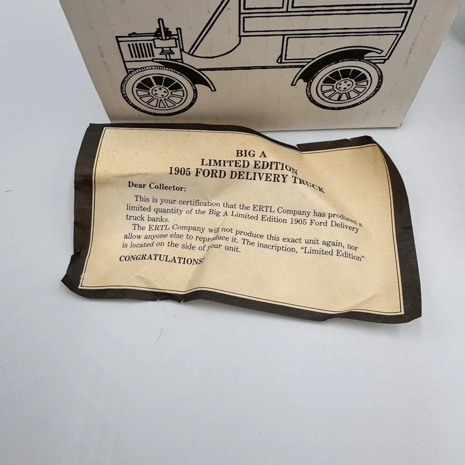 2-НОВЫЕ ЛИТЫЕ АВТОМОБИЛЬНЫЕ БАНКИ ERTL 1918 Runabout Bank 1905 Delivery Car Bank новые из старых запасов - Изображение 4 из 4