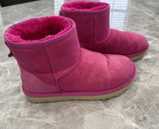 UGG Classic Short Rock Rose Pink Suede Sheepskin Winter Ankle Boots Women's 6