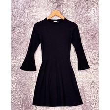 Reformation Dress Small Womens Black Ribbed Knit Flare Sleeve Mini