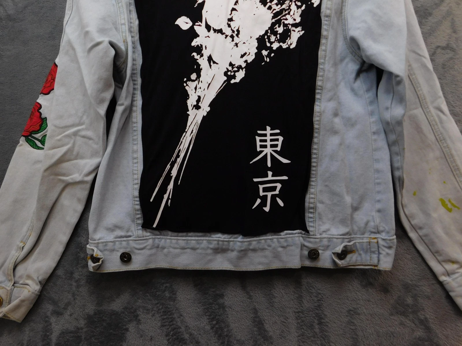 Brooklyn Cloth Denim Jacket Mens Medium Light Wash Tokyo Roses Embroidered image 10
