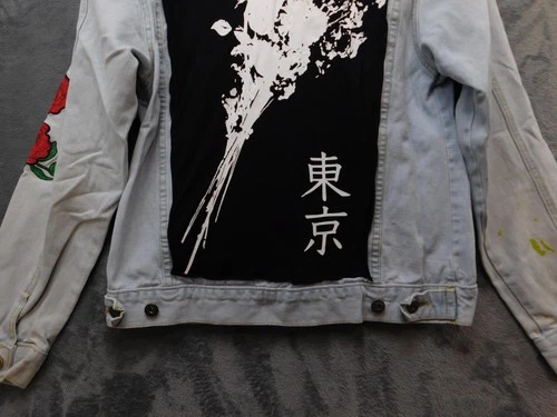 Brooklyn Cloth Denim Jacket Mens Medium Light Wash Tokyo Roses Embroidered image 10