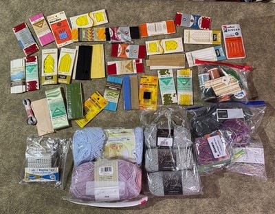 SEWING KNITTING supplies  lot yarns trims rick rack binding thread needles