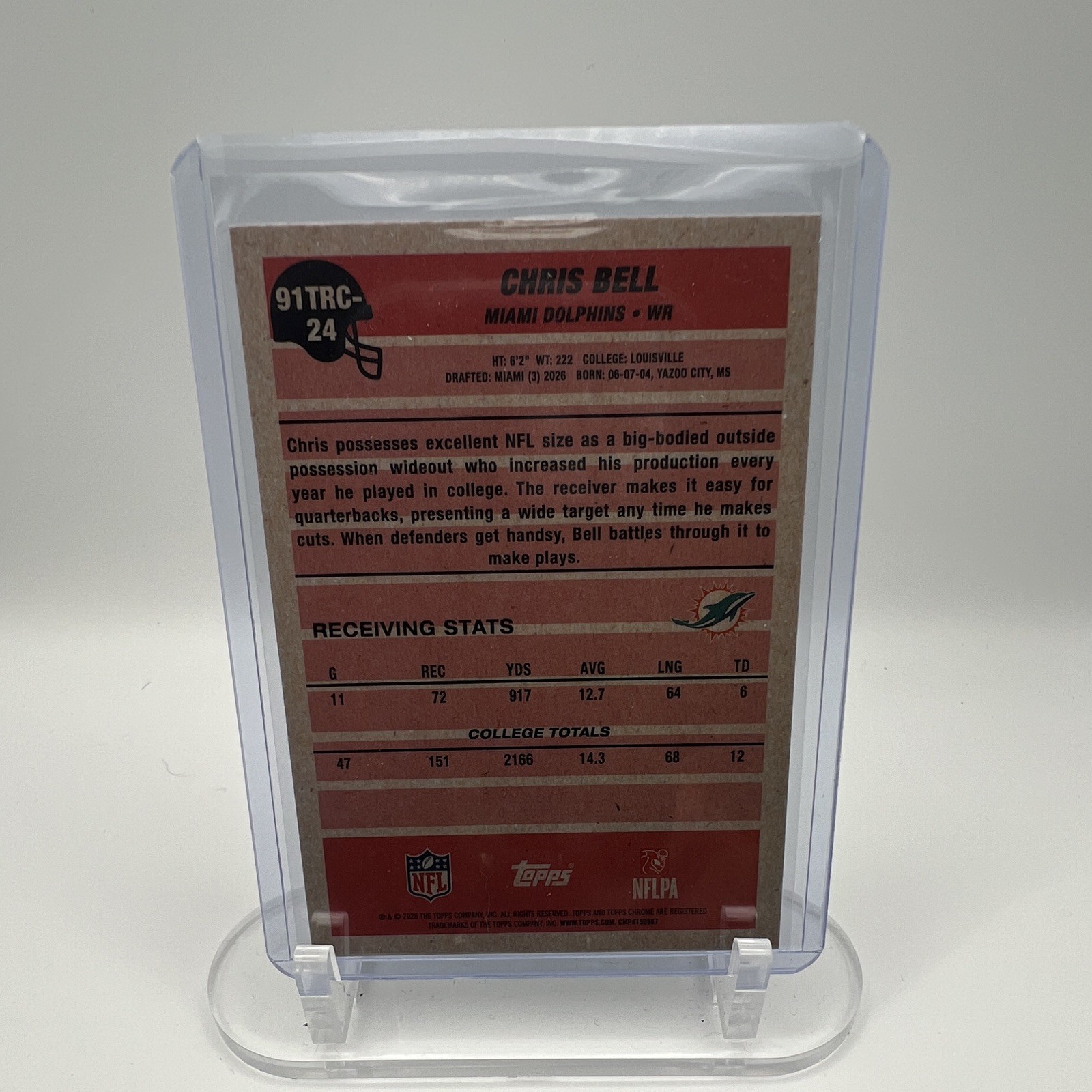 Topps 2026 Chrome Chris Bell Rookie #91TRC-24 Miami Dolphins Mojo | eBay