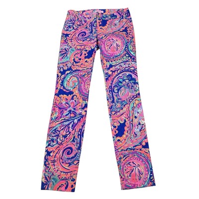 Lilly Pulitzer Kelly Skinny Ankle Drop Me A Lime 00 Blue Current Pants