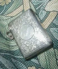 Antique 1800's English Sterling Silver Match Safe Birmingham 25 Grams Vesta