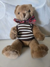 Vintage Schmid Musical Wind Up Teddy Brown Joint Toy Bear With Sweater  Bow Tie